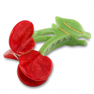 Haarschmuck hair clamp Cherries Red-green-gold