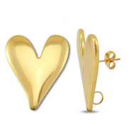 Zubehör aus Stainless Steel - Rostfreiem Stahl Ohrringe / Ohrstecker Heart with loop Gold