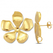 Zubehör aus Stainless Steel - Rostfreiem Stahl Ohrringe / Ohrstecker Flower with loop Gold