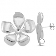 Zubehör aus Stainless Steel - Rostfreiem Stahl Ohrringe / Ohrstecker Flower with loop Silver
