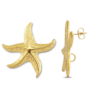 Zubehör aus Stainless Steel - Rostfreiem Stahl Ohrringe / Ohrstecker Starfish with loop Gold