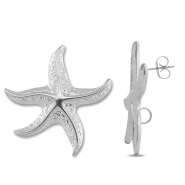 Zubehör aus Stainless Steel - Rostfreiem Stahl Ohrringe / Ohrstecker Starfish with loop Silver