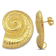 Zubehör aus Stainless Steel - Rostfreiem Stahl Ohrringe / Ohrstecker Shell with loop Gold
