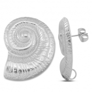Zubehör aus Stainless Steel - Rostfreiem Stahl Ohrringe / Ohrstecker Shell with loop Silver