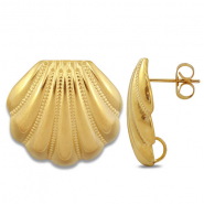 Zubehör aus Stainless Steel - Rostfreiem Stahl Ohrringe / Ohrstecker Shell with loop Gold