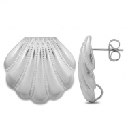 Zubehör aus Stainless Steel - Rostfreiem Stahl Ohrringe / Ohrstecker Shell with loop Silver