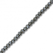 Facetten Top Glas Perlen 3x2mm Rondellen Chromium oxide dark green-pearl shine coating