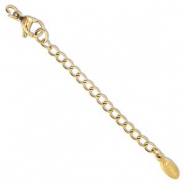 Zubehör aus Stainless Steel - Rostfreiem Stahl Verlängerungsketten Set Oval mit Karabinerverschluss Gold