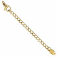 Zubehör aus Stainless Steel - Rostfreiem Stahl Verlängerungsketten Set Oval mit Karabinerverschluss Gold