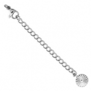 Zubehör aus Stainless Steel - Rostfreiem Stahl Verlängerungsketten Set Flower mit Karabinerverschluss Silver