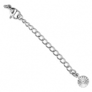 Zubehör aus Stainless Steel - Rostfreiem Stahl Verlängerungsketten Set Flower mit Karabinerverschluss Silver