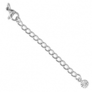Zubehör aus Stainless Steel - Rostfreiem Stahl Verlängerungsketten Set Flower mit Karabinerverschluss Silver