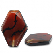 Perlen Naturstein Achat Hexagon Transparent amber brown-black