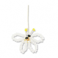 Anh&auml;nger aus Glasperlen Butterfly White-yellow-black