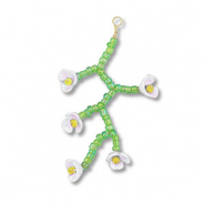 Anh&auml;nger aus Glasperlen Flower Transparent green-white AB-yellow