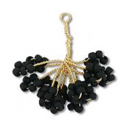 Anh&auml;nger aus Glasperlen Flower Gold-black
