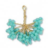 Anh&auml;nger aus Glasperlen Flower Gold-turquoise