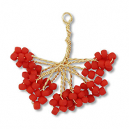Anh&auml;nger aus Glasperlen Flower Gold-red