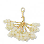Anh&auml;nger aus Glasperlen Flower Gold-off white