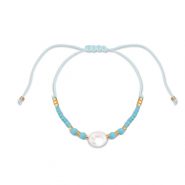 Modische Armb&auml;nder Gemischte Perlen Light blue-white-gold