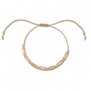 Modische Fusskettchen Gemischte Perlen Light brown-gold