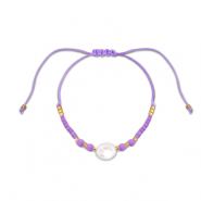 Modische Fusskettchen Gemischte Perlen Purple-white-gold
