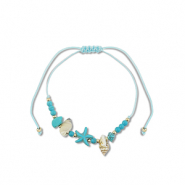 Modische Fusskettchen Gemischte Perlen Turquoise-gold