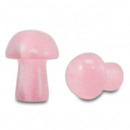 Perlen Naturstein Glass Mushroom Pink