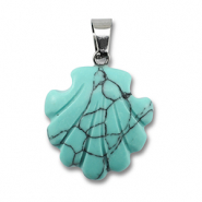 Anh&auml;nger Naturstein Glas Shell Turquoise blue
