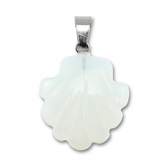 Anh&auml;nger Naturstein Glas Shell Transparent white