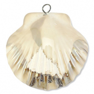 Anh&auml;nger aus Griechische Keramik DQ Scallop Beige-brown