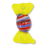 Handbemalt Glas-Anh&auml;nger Candy Yellow-blue-red-transparent