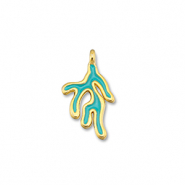 Anh&auml;nger Metall DQ Coral Turquoise blue-Gold (Nickelfrei)
