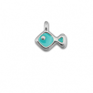 Anh&auml;nger Metall DQ Fish Turquoise blue-Antik silber (Nickelfrei)