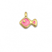 Anh&auml;nger Metall DQ Fish Magenta pink-Gold (Nickelfrei)
