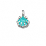 Anh&auml;nger Metall DQ Shell Turquoise blue-Antik silber (Nickelfrei)