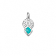 Anh&auml;nger Metall DQ Rhombus Turquoise blue-Antik silber (Nickelfrei)