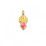 Anh&auml;nger Metall DQ Rhombus Coral red-Gold (Nickelfrei)