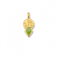 Anh&auml;nger Metall DQ Rhombus Light green-Gold (Nickelfrei)