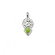 Anh&auml;nger Metall DQ Rhombus Light green-Antik silber (Nickelfrei)