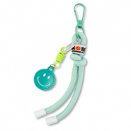 Schl&uuml;sselanh&auml;nger Smiley with Rope Mint-neon yellow-white
