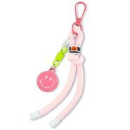 Schl&uuml;sselanh&auml;nger Smiley with Rope Light pink-neon yellow-white