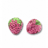 Perlen Acryl mit Strass Strawberry Pink-light green
