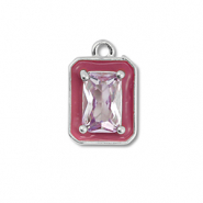 TQ Metall Brass Anh&auml;nger Rectangle Silver-purple