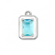 TQ Metall Brass Anh&auml;nger Rectangle Silver-white-light blue