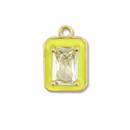 TQ Metall Brass Anh&auml;nger Rectangle Gold-neon yellow-light yellow