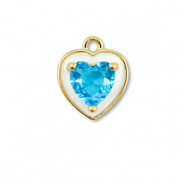 TQ Metall Brass Anh&auml;nger Heart Gold-white-light blue