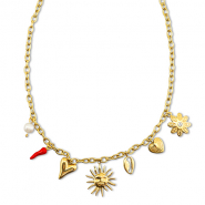 Stainless Steel - Rostfrei Stahl Kette mit Anh&auml;nger Summer Gold-red-white