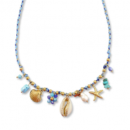 Stainless Steel - Rostfrei Stahl Kette mit Anh&auml;nger Sealife Gold-multicolour