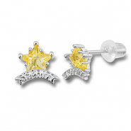 TQ Metall Brass Ohrringe / Ohrstecker Sherif Star Silver-yellow